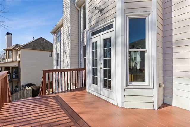 wooden deck with french doors