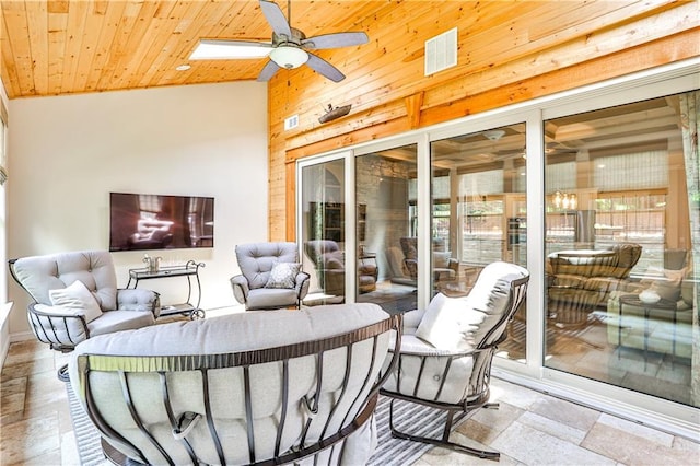 view of patio featuring an outdoor living space and ceiling fan