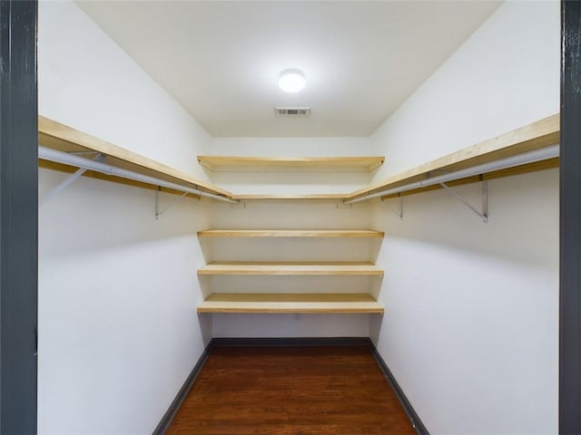 spacious closet featuring dark wood-type flooring