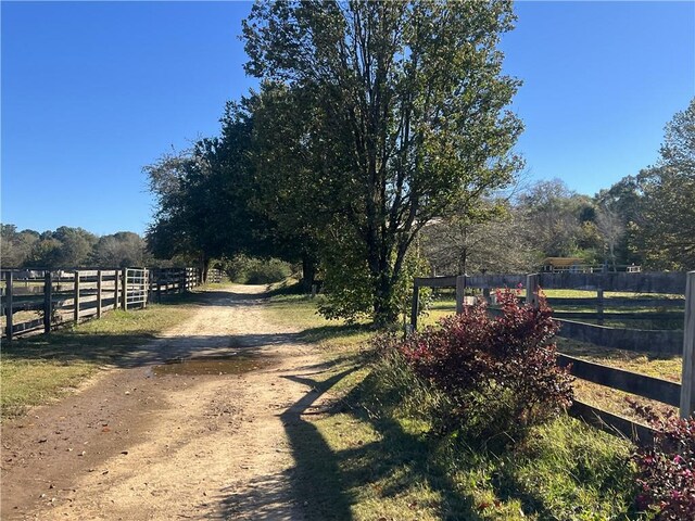 view of road with a rural view