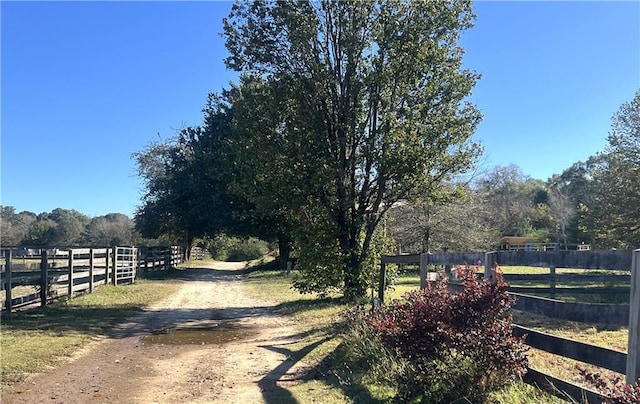 view of street with a rural view