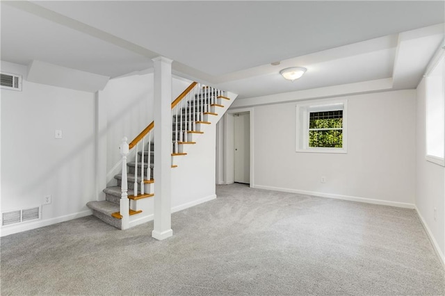 basement featuring carpet floors