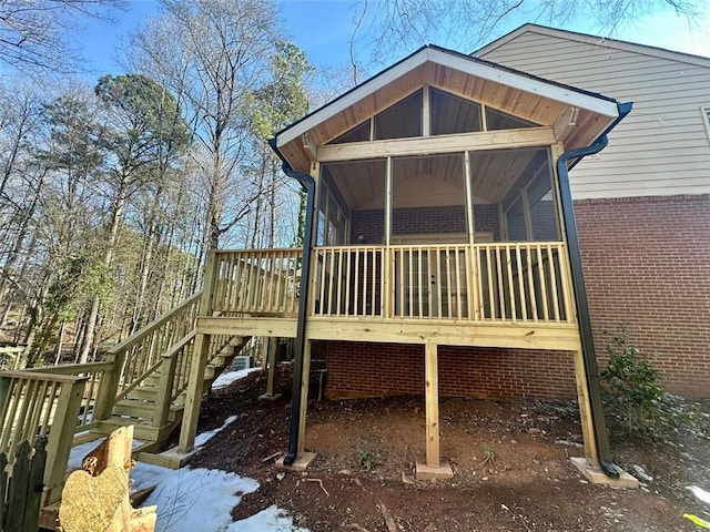 exterior space featuring a wooden deck