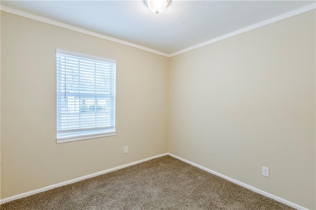 carpeted empty room featuring ornamental molding