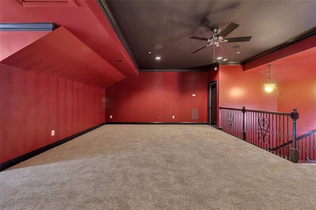 4853 Stonehall Pl, Atlanta, GA 30339 - additional living space featuring carpet floors, a ceiling fan, recessed lighting, and baseboards