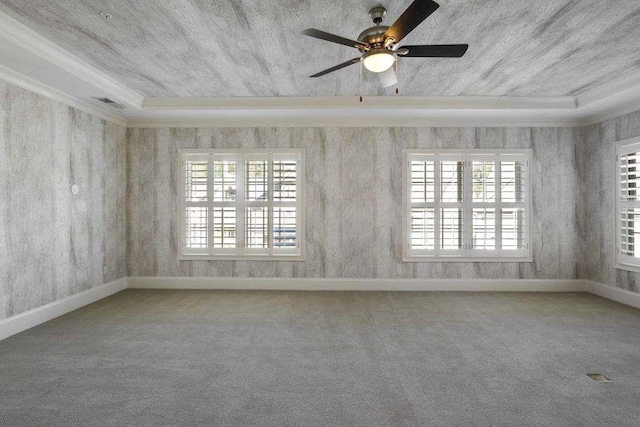 1117 Cordia Ave, Atlanta, GA 30318 - carpeted spare room featuring ornamental molding, wood ceiling, and a ceiling fan