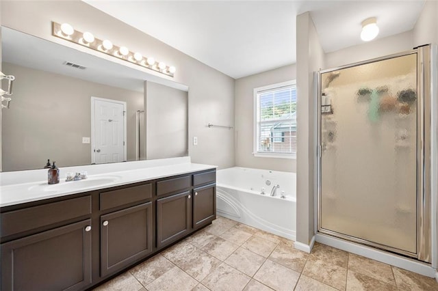 3542 Chattahoochee Summit Ln SE, Atlanta, GA 30339 - full bath featuring vanity, a garden tub, and a shower stall
