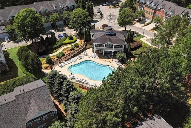 3542 Chattahoochee Summit Ln SE, Atlanta, GA 30339 - aerial view of property and surrounding area featuring a pool area