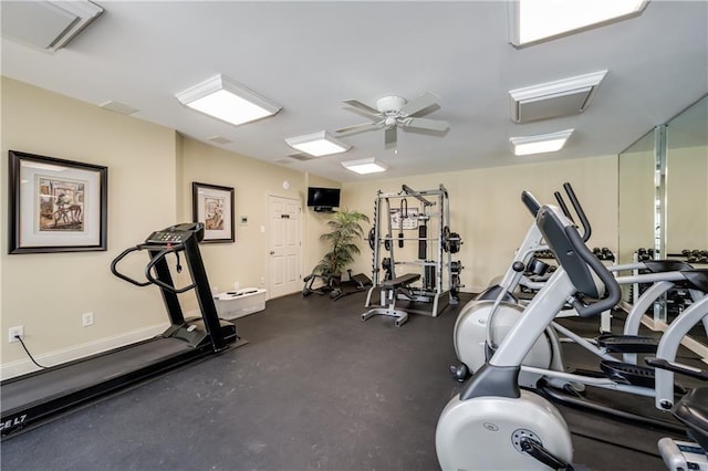 3542 Chattahoochee Summit Ln SE, Atlanta, GA 30339 - exercise room featuring ceiling fan and baseboards
