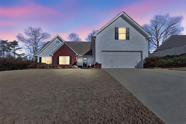 front facade with a garage