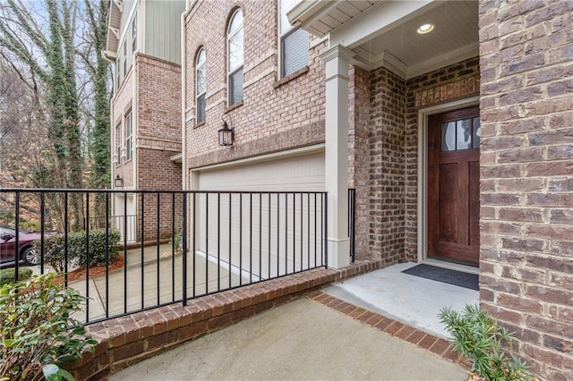 property entrance with brick siding