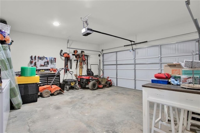 garage with a garage door opener