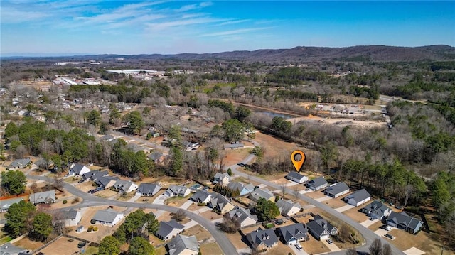 aerial view featuring a residential view and a mountain view