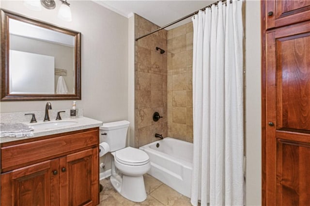 3110 Springdale Park Cir, Gainesville, GA 30506 - full bath with toilet, shower / tub combo, vanity, tile patterned floors, and crown molding