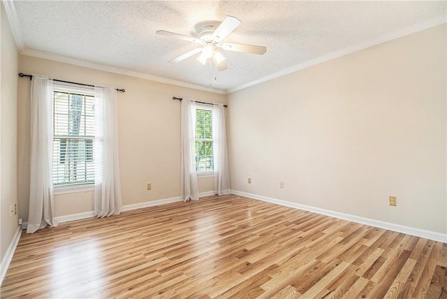 205 Peachtree Forest Ter, Peachtree Corners, GA 30092 - empty room featuring light wood-style floors, a textured ceiling, a ceiling fan, and crown molding