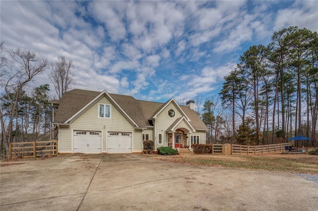 view of front of property with a garage