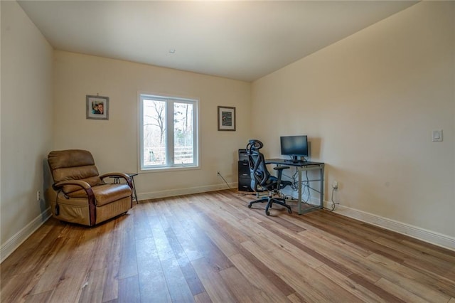 office space featuring light hardwood / wood-style floors