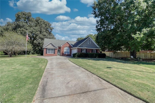 ranch-style home featuring a front yard