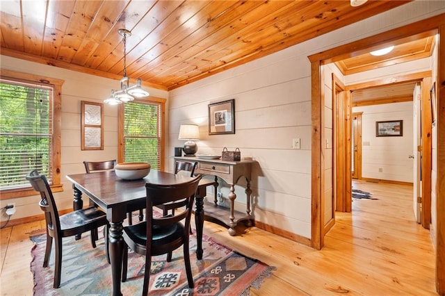 85 Misty Hollow Rdg, Ellijay, GA 30536 - dining space with wooden ceiling, light wood finished floors, crown molding, and wooden walls