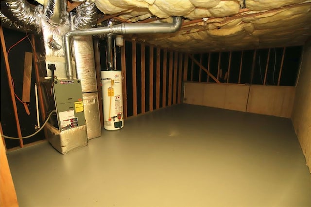 basement featuring water heater