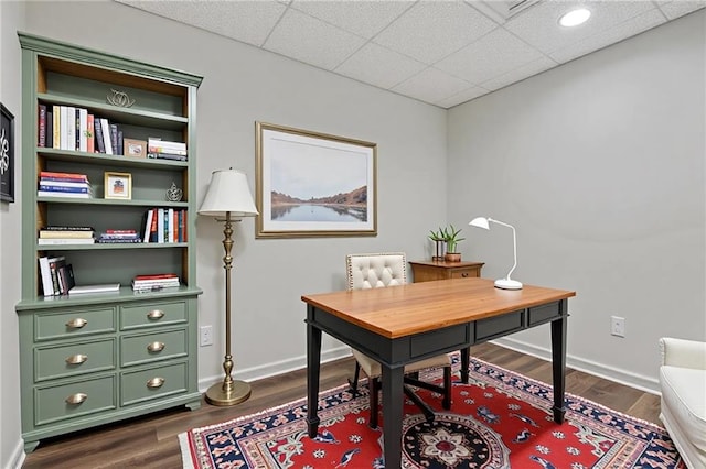 733 Wesley Chapel Rd, Villa Rica, GA 30180 - home office with a paneled ceiling and dark wood-style flooring