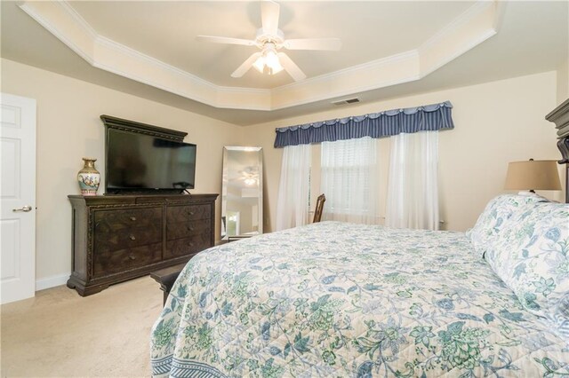 2623 Grapevine Cir Unit 602, Cumming, GA 30041 - bedroom featuring crown molding, visible vents, light carpet, and a raised ceiling