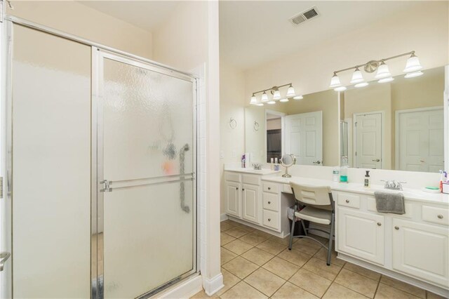 2623 Grapevine Cir Unit 602, Cumming, GA 30041 - full bathroom with vanity, tile patterned floors, a stall shower, and visible vents