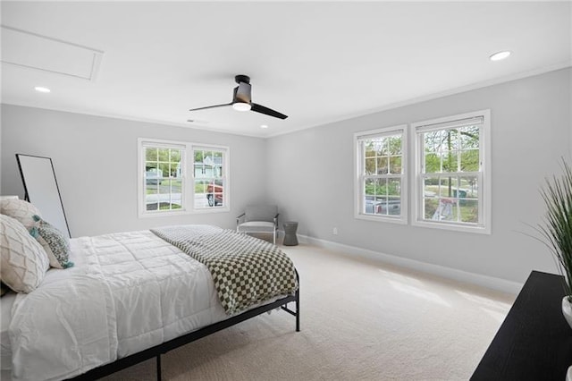 1251 Pierce Ave, Smyrna, GA 30080 - bedroom with multiple windows, carpet floors, attic access, ceiling fan, and recessed lighting