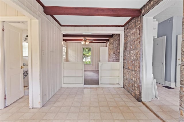 5128 Lavista Rd, Tucker, GA 30084 - foyer with beam ceiling, a ceiling fan, and light floors