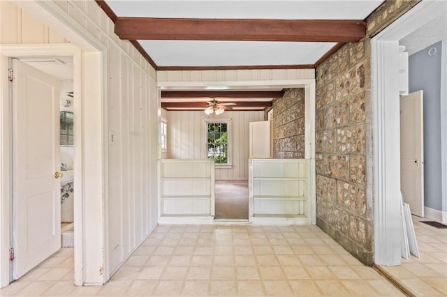 5128 Lavista Rd, Tucker, GA 30084 - spare room with beam ceiling, ceiling fan, and tile patterned floors