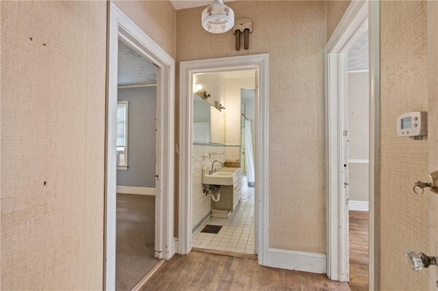 5128 Lavista Rd, Tucker, GA 30084 - hall featuring wood finished floors and baseboards