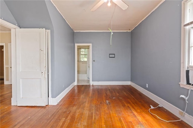5128 Lavista Rd, Tucker, GA 30084 - empty room featuring hardwood / wood-style floors, a ceiling fan, baseboards, and crown molding