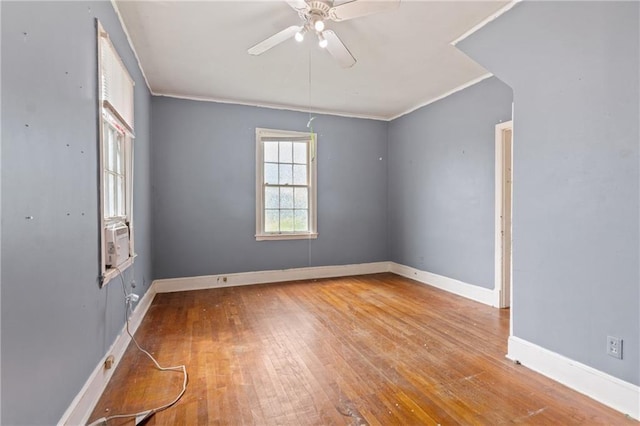 5128 Lavista Rd, Tucker, GA 30084 - unfurnished room with a ceiling fan, hardwood / wood-style flooring, baseboards, crown molding, and cooling unit