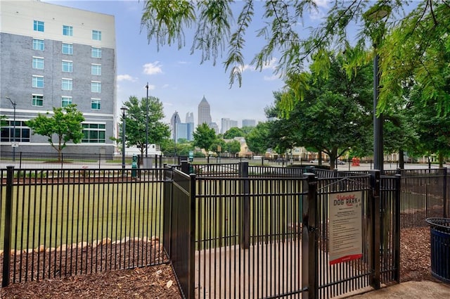 390 17th St NW Unit 2053, Atlanta, GA 30363 - view of property's community featuring a skyline view, a gate, and a dog friendly area