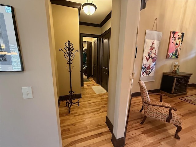 136 Timothy Park Ln, Athens, GA 30606 - hallway featuring light wood-style floors, baseboards, and crown molding