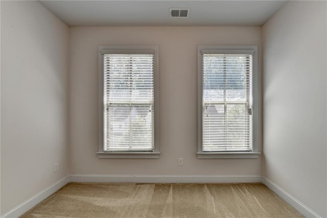 empty room with a wealth of natural light and light carpet