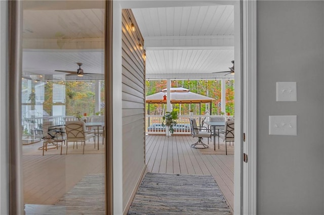 doorway to outside with hardwood / wood-style flooring