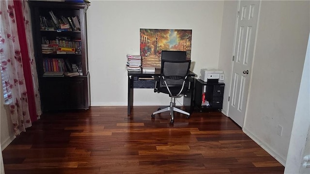 office area featuring dark hardwood / wood-style flooring