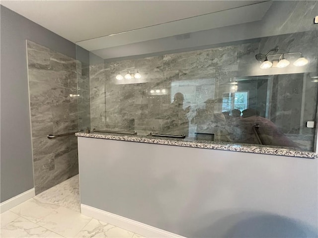 154 Pope Paul Path, Dallas, GA 30132 - full bathroom with baseboards, walk in shower, and marble finish floor