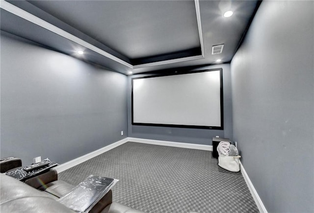 5770 Bridleton Xing, Suwanee, GA 30024 - home theater room featuring carpet flooring, baseboards, recessed lighting, and a raised ceiling