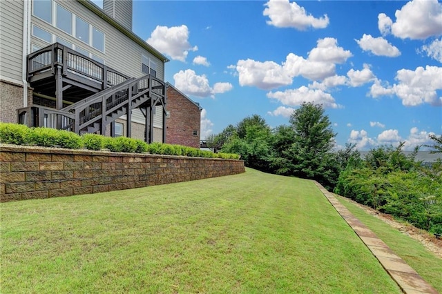 5770 Bridleton Xing, Suwanee, GA 30024 - view of grassy yard featuring stairway and a deck