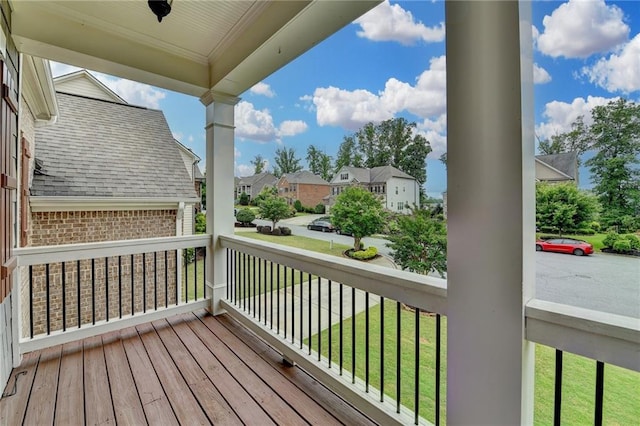 5770 Bridleton Xing, Suwanee, GA 30024 - wooden porch with a residential view and a lawn