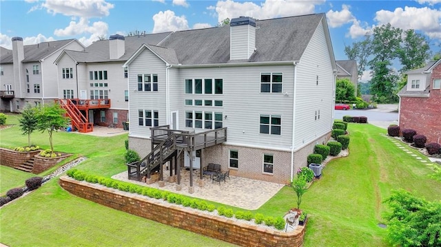 5770 Bridleton Xing, Suwanee, GA 30024 - back of property with stairs, a deck, a patio area, and a yard