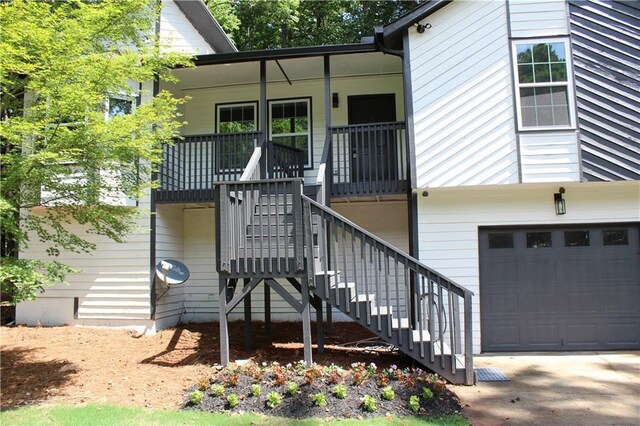 exterior space featuring a garage