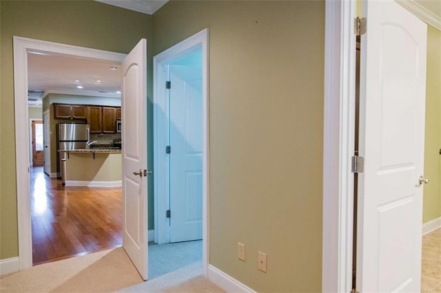 105 Maplecrest Ln, Rome, GA 30161 - corridor with recessed lighting, ornamental molding, and light colored carpet