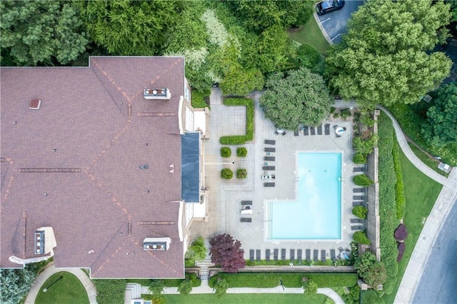 220 Renaissance Pkwy NE Unit 1105, Atlanta, GA 30308 - drone / aerial view of a pool area