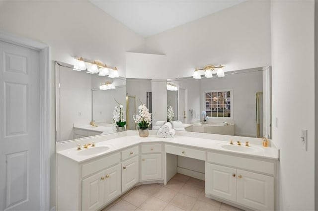 bathroom featuring vanity and tile patterned flooring