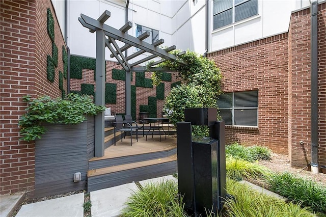 wooden terrace with a pergola