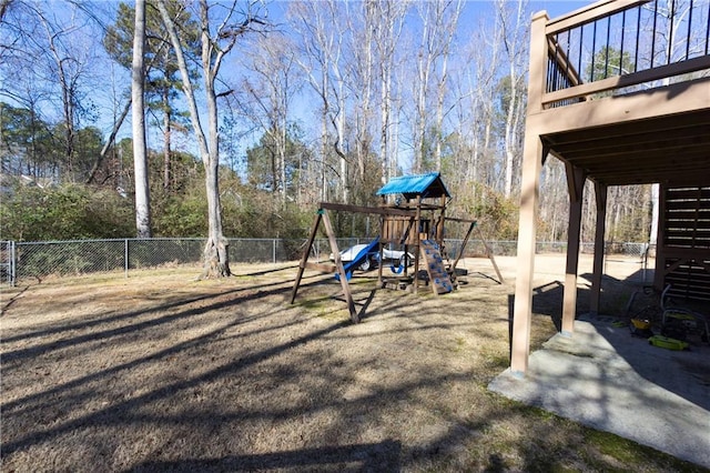 view of yard with a playground