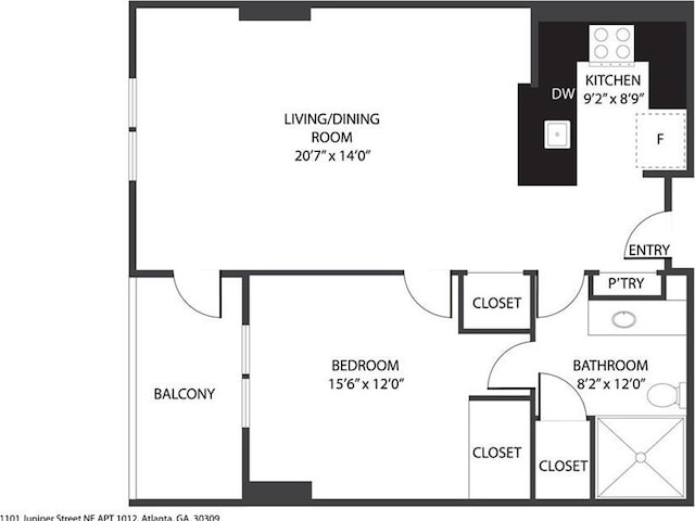 1101 Juniper St NE Unit 1012, Atlanta, GA 30309 - home floor plan